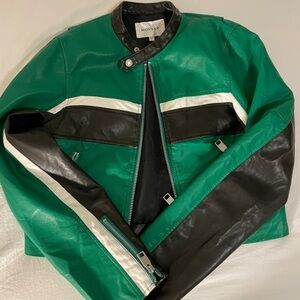 Green and Black Womens Leather Jacket